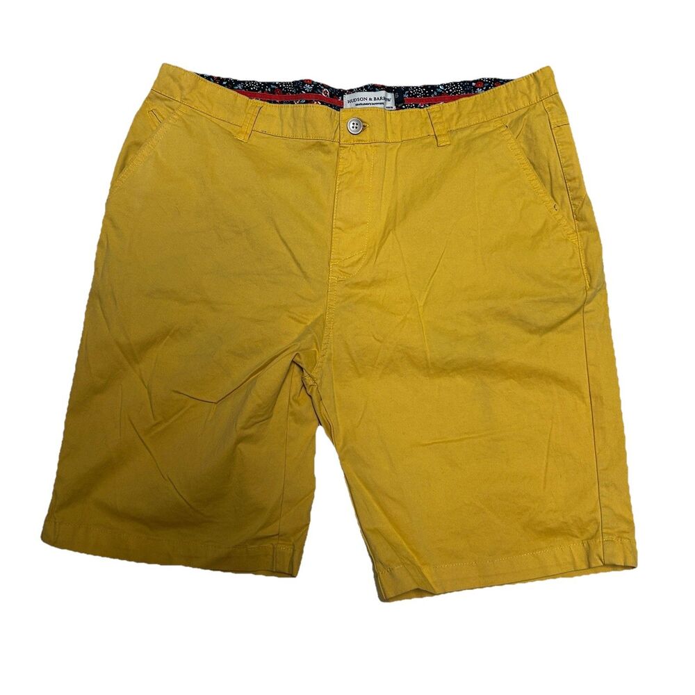 Hudson & Barrow Chino Shorts Men's 36 Yellow  Preppy